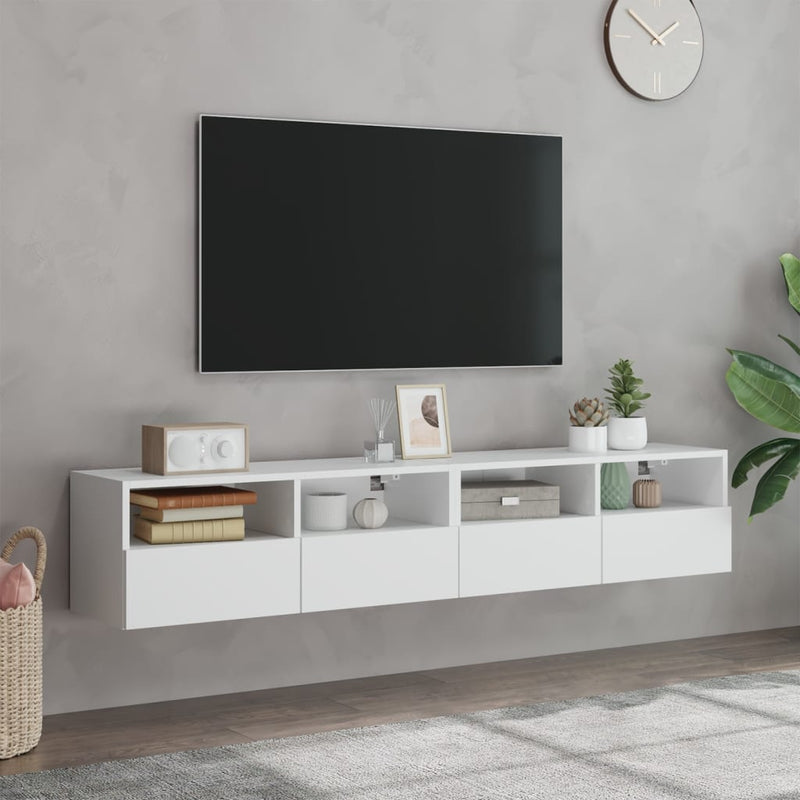 TV Wall Cabinets 2 pcs White 80x30x30 cm Engineered Wood Payday Deals