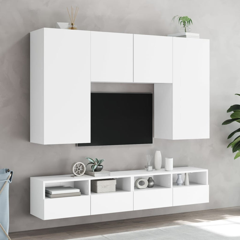 TV Wall Cabinets 2 pcs White 80x30x30 cm Engineered Wood Payday Deals