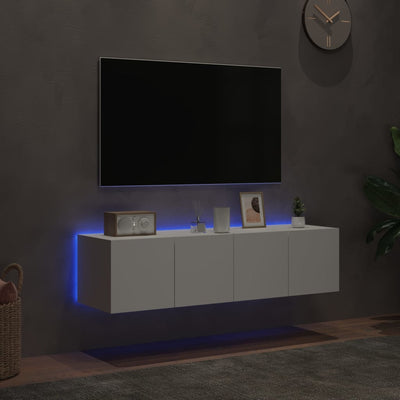 TV Wall Cabinets with LED Lights 2 pcs White 60x35x31 cm Payday Deals