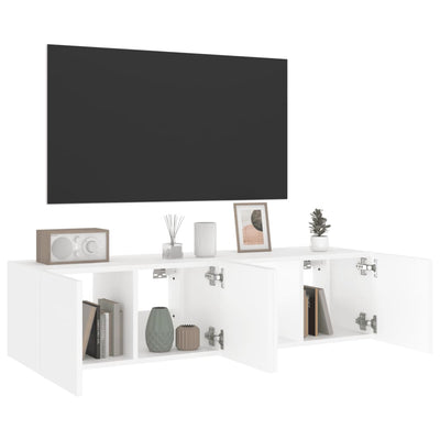TV Wall Cabinets with LED Lights 2 pcs White 60x35x31 cm Payday Deals