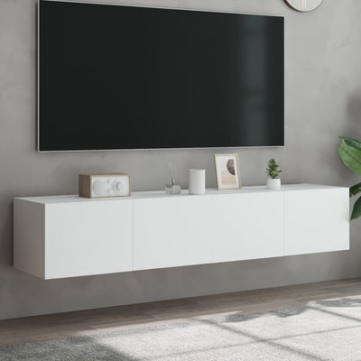 TV Wall Cabinets with LED Lights 2 pcs White 80x35x31 cm Payday Deals