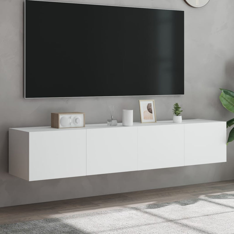 TV Wall Cabinets with LED Lights 2 pcs White 80x35x31 cm Payday Deals