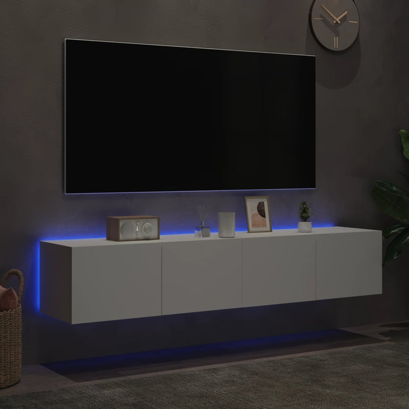 TV Wall Cabinets with LED Lights 2 pcs White 80x35x31 cm Payday Deals