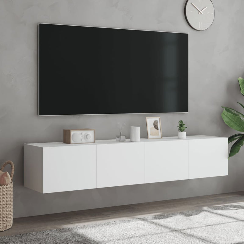 TV Wall Cabinets with LED Lights 2 pcs White 80x35x31 cm Payday Deals