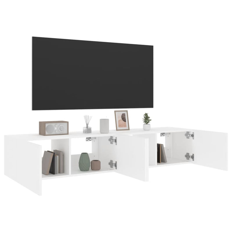 TV Wall Cabinets with LED Lights 2 pcs White 80x35x31 cm Payday Deals