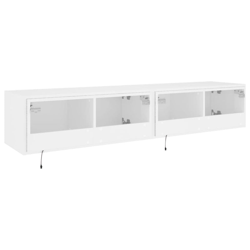 TV Wall Cabinets with LED Lights 2 pcs White 80x35x31 cm Payday Deals