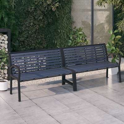 Twin Garden Bench 251 cm Steel and WPC Black Payday Deals