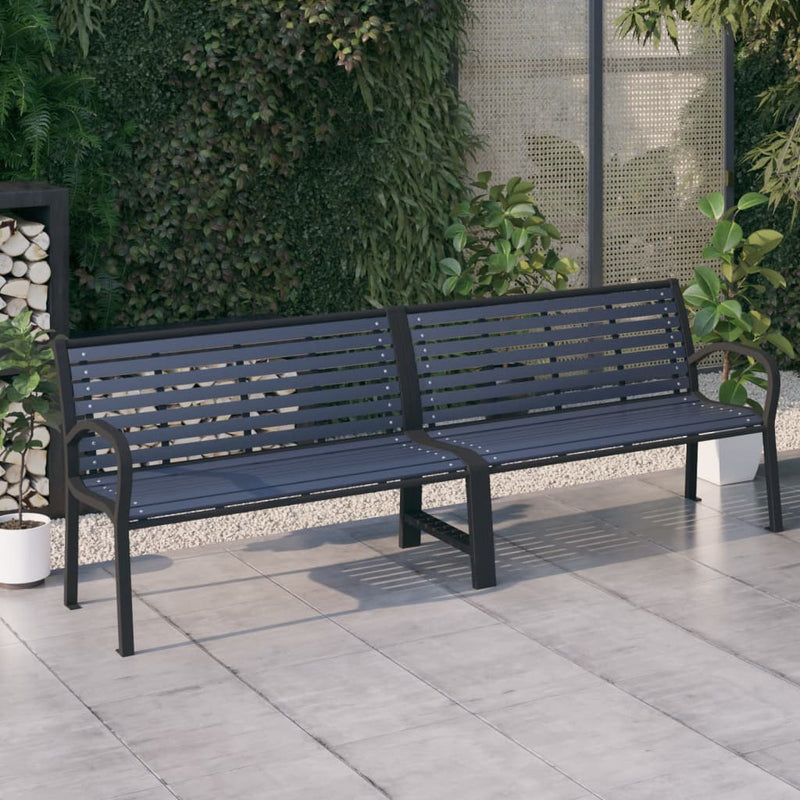 Twin Garden Bench 251 cm Steel and WPC Black Payday Deals