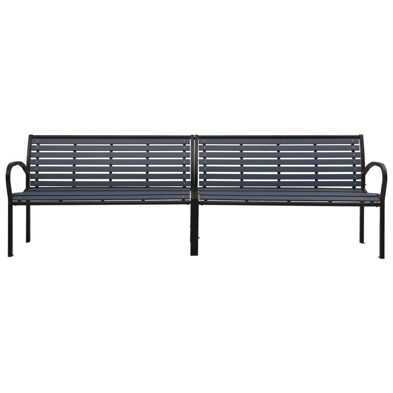 Twin Garden Bench 251 cm Steel and WPC Black Payday Deals