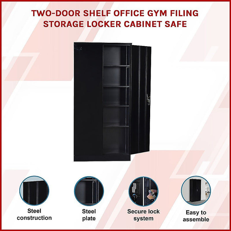 Two-Door Shelf Office Gym Filing Storage Locker Cabinet Safe Payday Deals