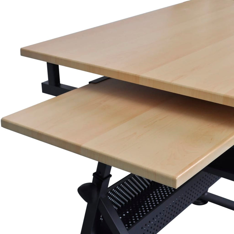 Two Drawers Tiltable Tabletop Drawing Table with Stool Payday Deals