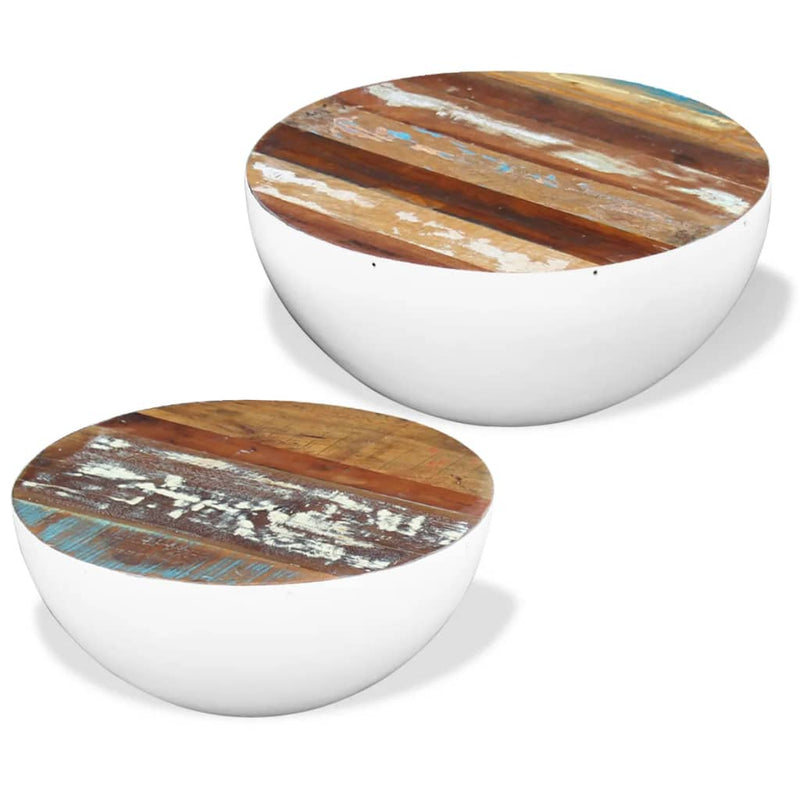 Two Piece Bowl Shaped Coffee Table Set Solid Reclaimed Wood Payday Deals