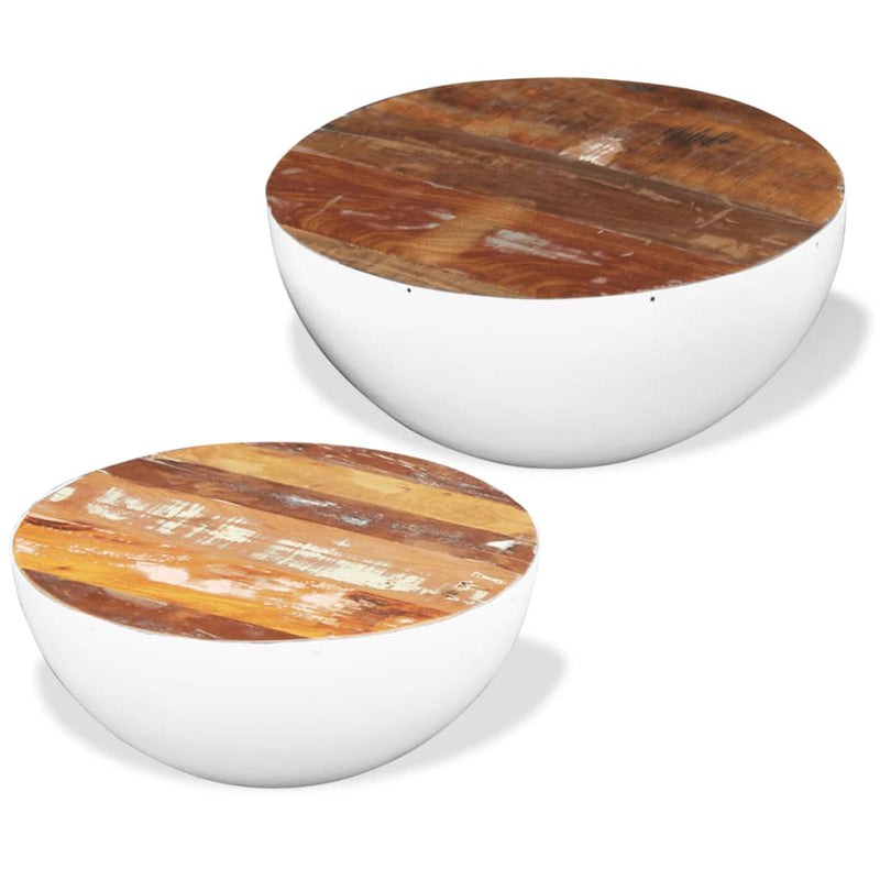 Two Piece Bowl Shaped Coffee Table Set Solid Reclaimed Wood Payday Deals