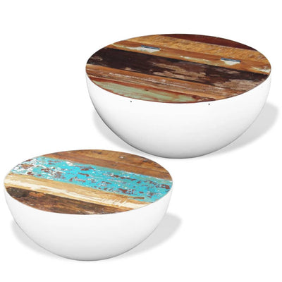 Two Piece Bowl Shaped Coffee Table Set Solid Reclaimed Wood Payday Deals