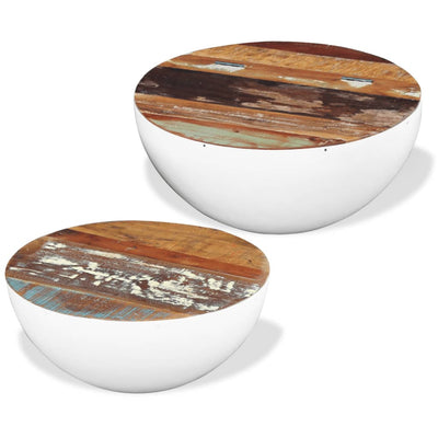 Two Piece Bowl Shaped Coffee Table Set Solid Reclaimed Wood Payday Deals