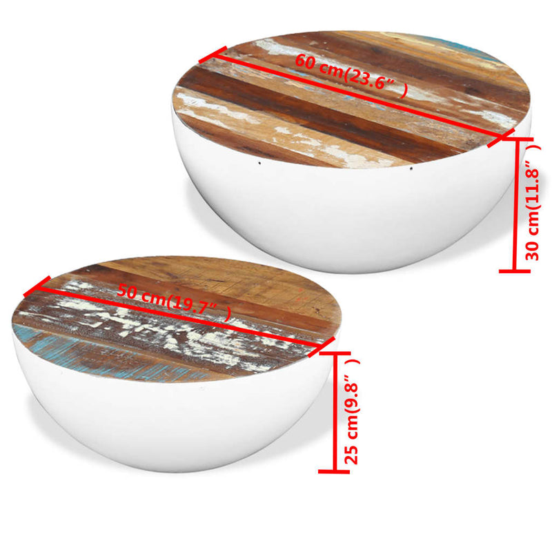 Two Piece Bowl Shaped Coffee Table Set Solid Reclaimed Wood Payday Deals