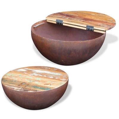 Two Piece Bowl Shaped Coffee Table Set Solid Reclaimed Wood Payday Deals