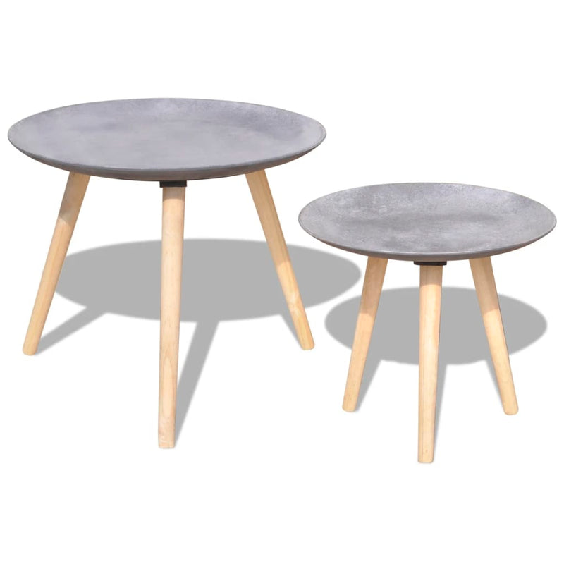 Two Piece Side Table/Coffee Table Set 55 cm&44 cm Concrete Grey Payday Deals