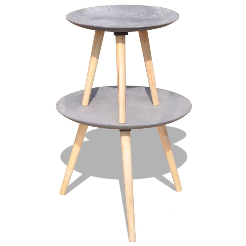 Two Piece Side Table/Coffee Table Set 55 cm&44 cm Concrete Grey Payday Deals