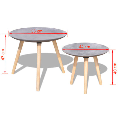 Two Piece Side Table/Coffee Table Set 55 cm&44 cm Concrete Grey Payday Deals