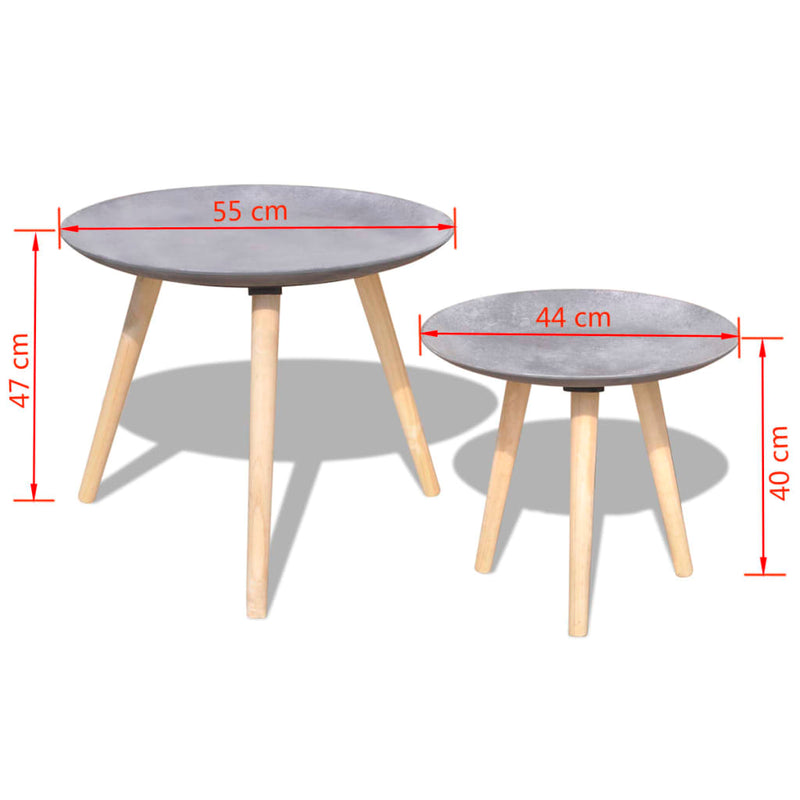 Two Piece Side Table/Coffee Table Set 55 cm&44 cm Concrete Grey Payday Deals
