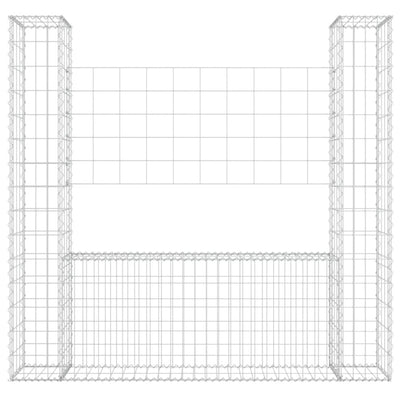 U-shape Gabion Basket with 2 Posts Iron 140x20x150 cm Payday Deals