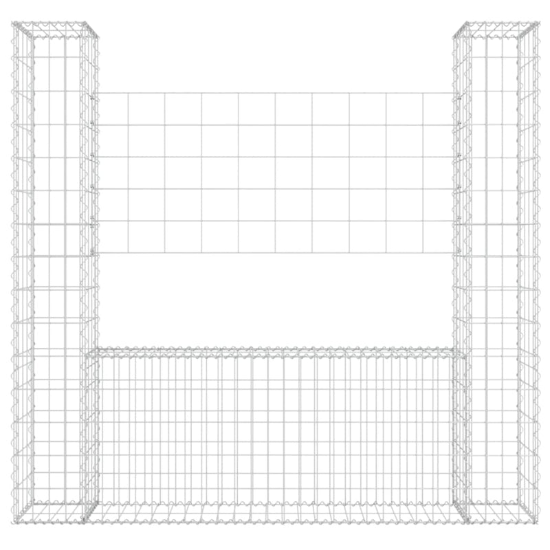 U-shape Gabion Basket with 2 Posts Iron 140x20x150 cm Payday Deals