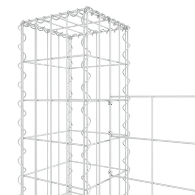 U-shape Gabion Basket with 2 Posts Iron 140x20x150 cm Payday Deals