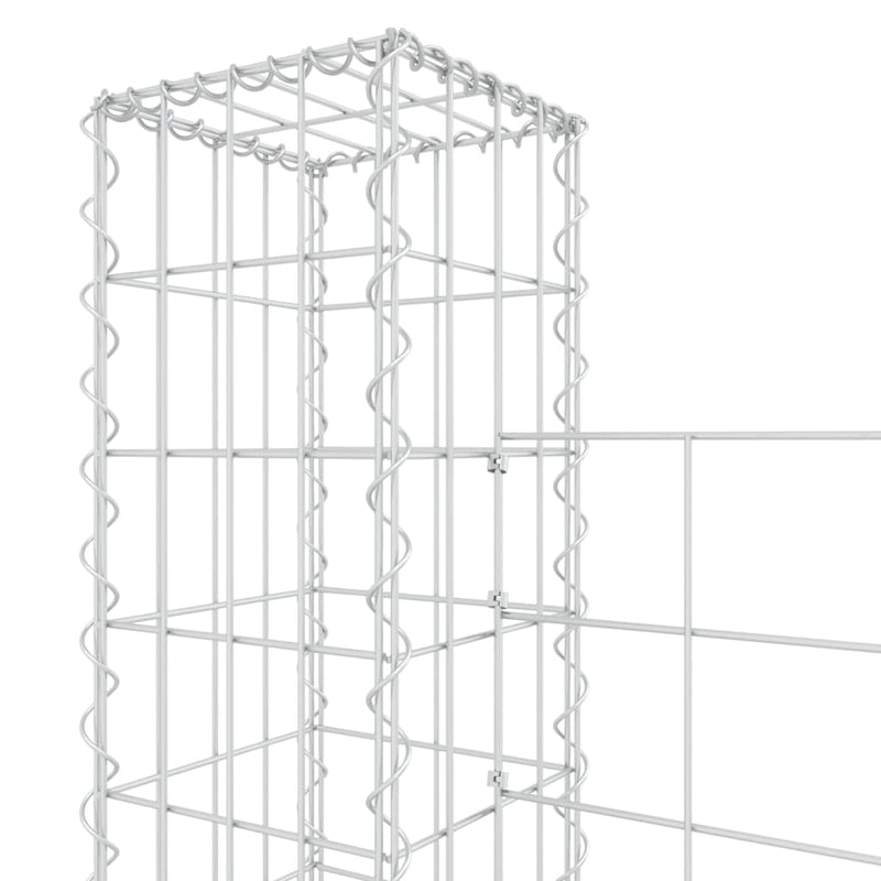 U-shape Gabion Basket with 2 Posts Iron 140x20x150 cm Payday Deals