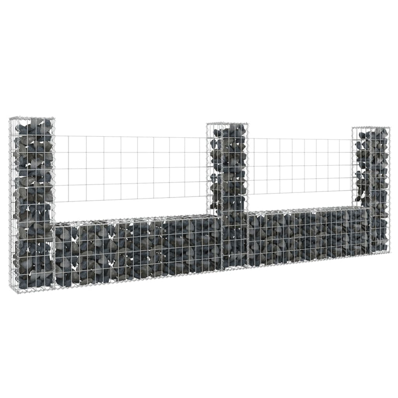 U-shape Gabion Basket with 3 Posts Iron 260x20x100 cm Payday Deals
