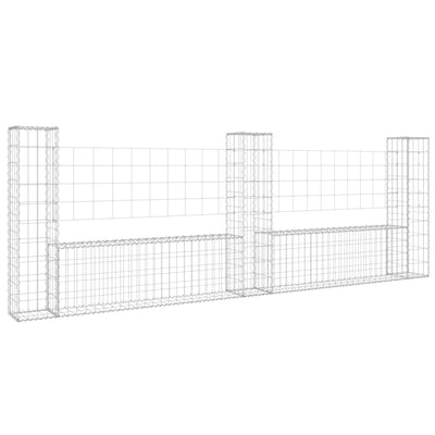 U-shape Gabion Basket with 3 Posts Iron 260x20x100 cm Payday Deals