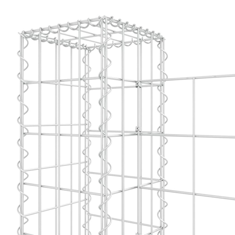 U-shape Gabion Basket with 3 Posts Iron 260x20x100 cm Payday Deals
