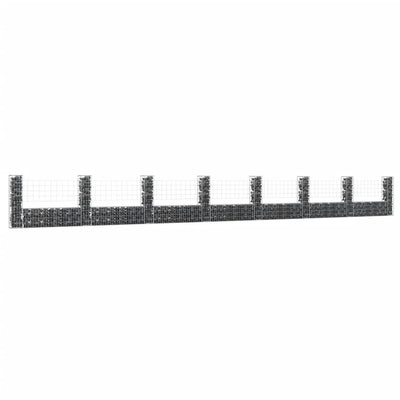 U-shape Gabion Basket with 8 Posts Iron 860x20x100 cm Payday Deals