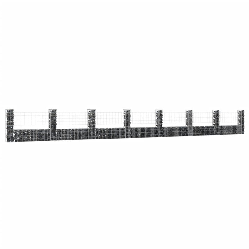 U-shape Gabion Basket with 8 Posts Iron 860x20x100 cm Payday Deals