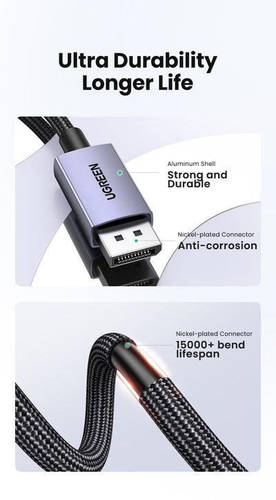 UGREEN 15383 16K Displayport 2.1 Male to Male VESA Certified Cable 1M Payday Deals