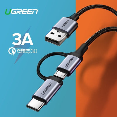 UGREEN 30875 2-in-1 USB-A to Micro USB / USB-C Cable 1m Payday Deals