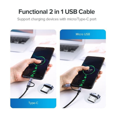 UGREEN 30875 2-in-1 USB-A to Micro USB / USB-C Cable 1m Payday Deals