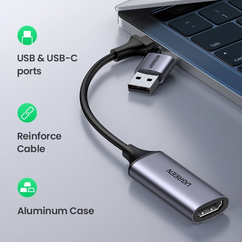 UGREEN 40189 USB-C to HDMI 2 in 1 HD Video Capture Card Payday Deals