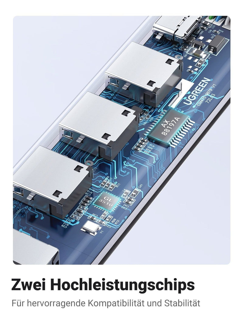 UGREEN 60554 USB 3.0 to Ethernet Adapter 5 in 1 Multiport Hub with Gigabit RJ45 Payday Deals