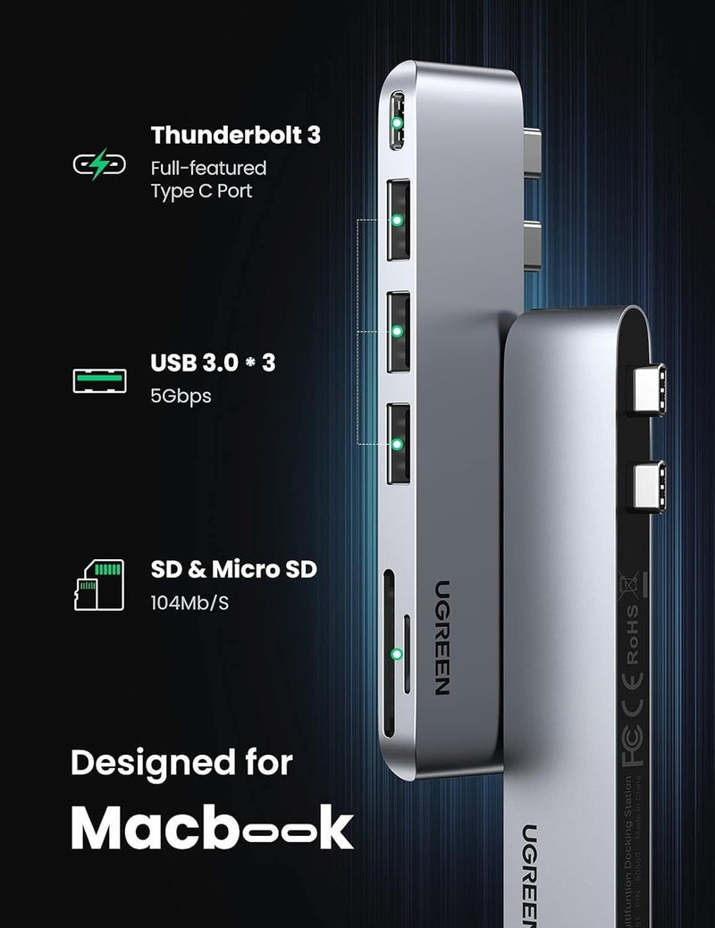 UGREEN 60560 USB-C Hub for MacBook Aluminum Type-C Adapter with 3 USB 3.0 100W Payday Deals