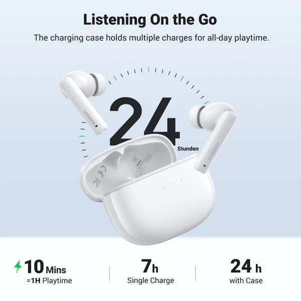 UGREEN 90206 HiTune T3 Active Noise-Cancelling Wireless Earbuds (White) Payday Deals