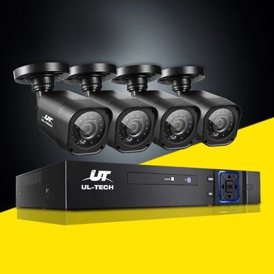 UL-TECH 8CH 5 IN 1 DVR CCTV Security System Video Recorder /w 4 Cameras 1080P HDMI Black Payday Deals