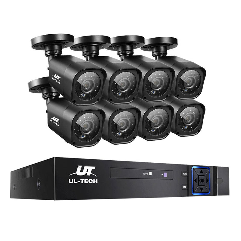 UL-TECH 8CH 5 IN 1 DVR CCTV Security System Video Recorder /w 8 Cameras 1080P HDMI Black Payday Deals
