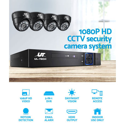 UL-tech CCTV Security Home Camera System DVR 1080P Day Night 2MP IP 4 Dome Cameras 1TB Hard disk Payday Deals