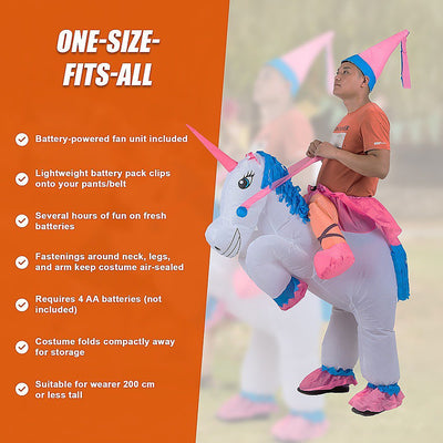 UNICORN Fancy Dress Inflatable Suit -Fan Operated Costume Payday Deals