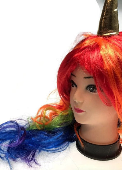 UNICORN WIG Pony Cosplay Party Costume Hair Wavy Curly Rainbow Payday Deals