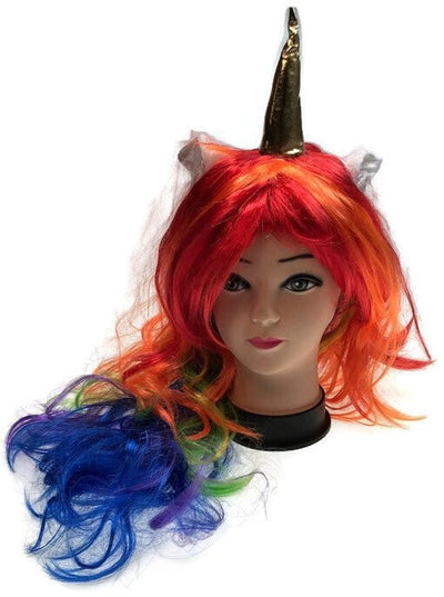 UNICORN WIG Pony Cosplay Party Costume Hair Wavy Curly Rainbow Payday Deals