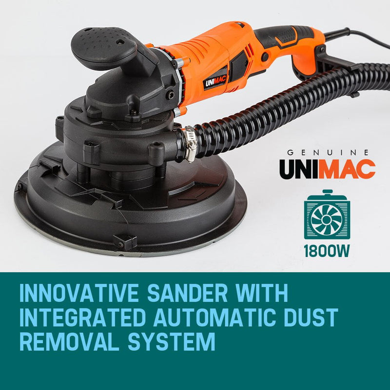 UNIMAC 1800W Drywall Sander Plaster Automatic Wall Gyprock Vacuum System Payday Deals