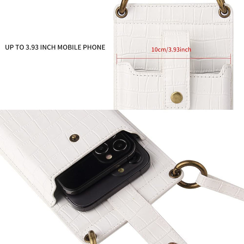 Unique large PU Leather Crossbody Cell Phone holder bag for Women Wallet Purse with mirror inside many card pockets WHITE Payday Deals