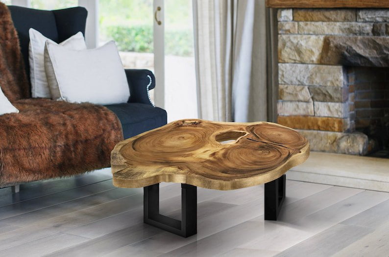 Unique Saur Wood Round Coffee Table, generous 95cm across one of kind 100% unique designed by nature Payday Deals